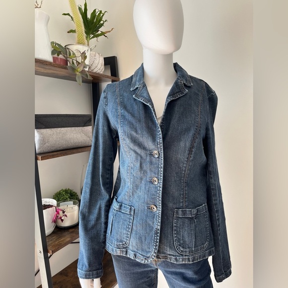 Vintage contrast jeand jacket Y2K size medium large - Picture 2 of 6